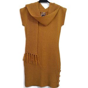 Red Paint Mustard Yellow Knit Sweater Dress Top, S